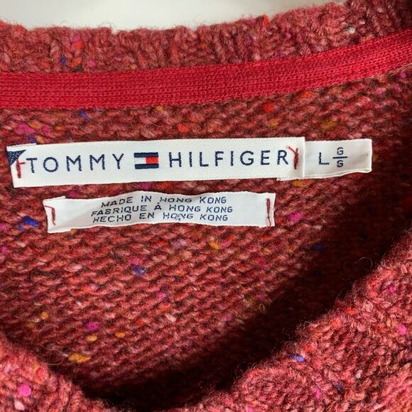 Tommy Hilfiger V Neck Brick Red Sweater Sz Small - Picture 7 of 10